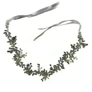 BRIDAL Crystal Rhinestone Pearl Ribbon Tiara Headband Headpiece Veil Jewelry